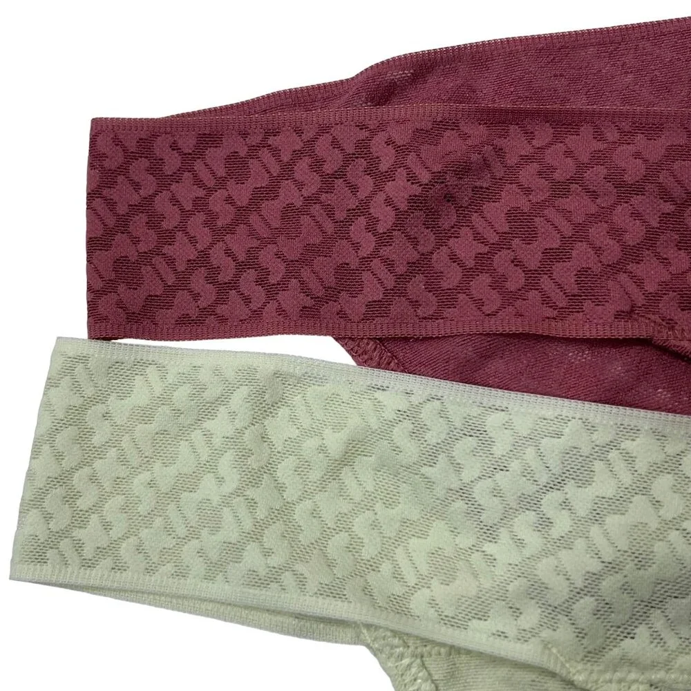SKIMS Logo Mesh Cheeky Brief Lot of 2‎ Bone Berry 4X